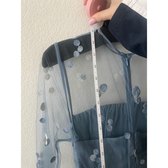 Alexis Veda Blue Floral Applique Sheer Mesh Midi Dress 6DRES02616 Size 00 - Picture 7 of 8